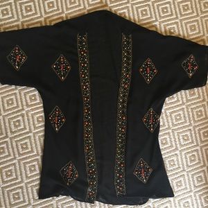 Beaded black sheer Kimono